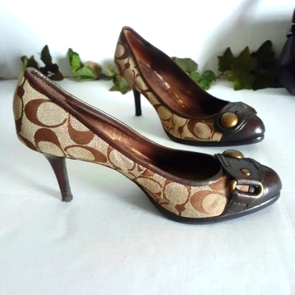 Coach Signature Coated Canvas and Leather Pump - Picture 1 of 16